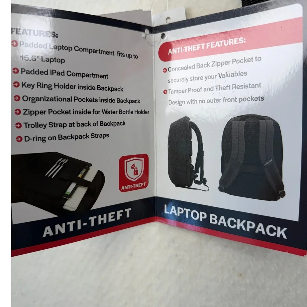 Duchamp London Anti-Theft Laptop Backpack Black 15.6 Inch Travel‎ Bag 16634 NEW